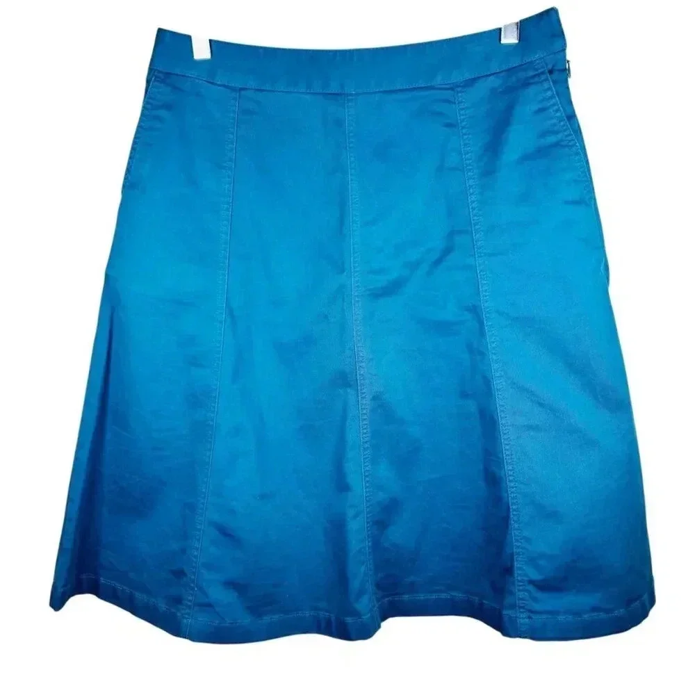 L.L.Bean Twill Skirt A-Line Teal Size 10 Figure Flattering Midi